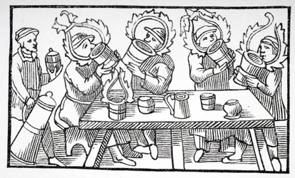 Uomini che bevono, illustrazione da 